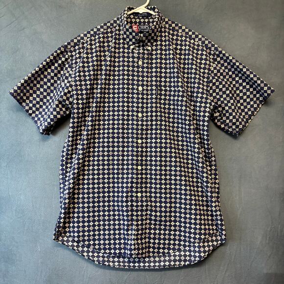 Chaps Ralph Lauren Shirt Geometric Button-Down Casual Medium Office Work Golf - Picture 1 of 10